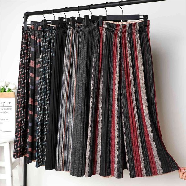 

autumn winter woolen women capri wide leg harem elastic waist pleated trousers thick flared, Black;white