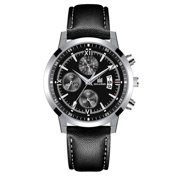 

wristwatches men luxury watches calendar leather strap watch mens business luminous military sport quartz for relogio masculino, Slivery;brown