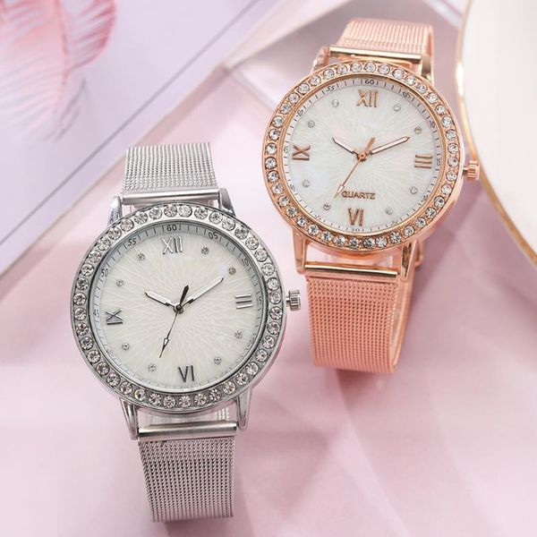 

wristwatches luxury diamond watch for women simple silver/rose gold quartz ladies watches stainless steel fashion wristwatch 2021 woman gift, Slivery;brown