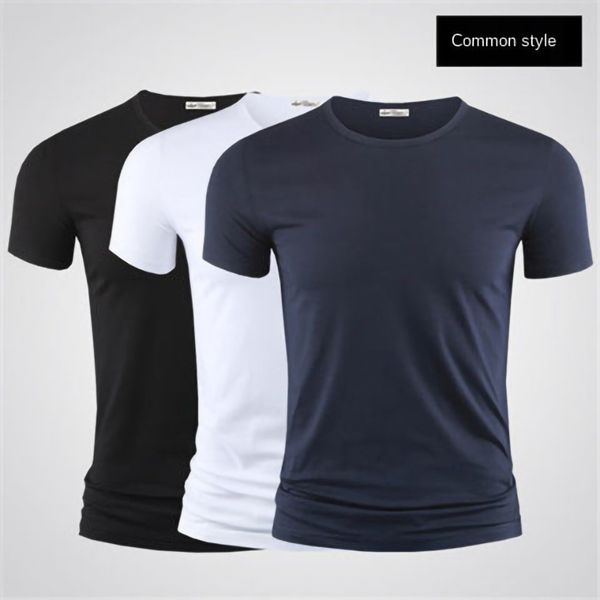 

modal ice silk short-sleeved t-shirt male 2021 summer white trend bottoming shirt clothes half-sleeved, Black;yellow