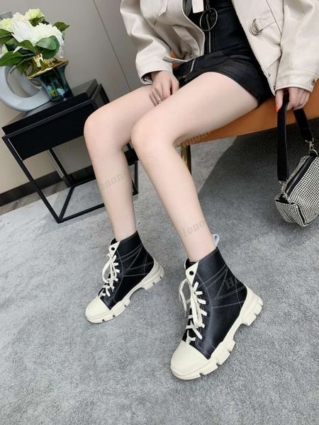 -Fashion Tasarımcı Ayak Bileği Çizmeler Kadın Ayakkabı Kış Çizmeler Bayanlar Kızlar Ipek Dana Deri Yüksek Üst Bayan Düz Boot