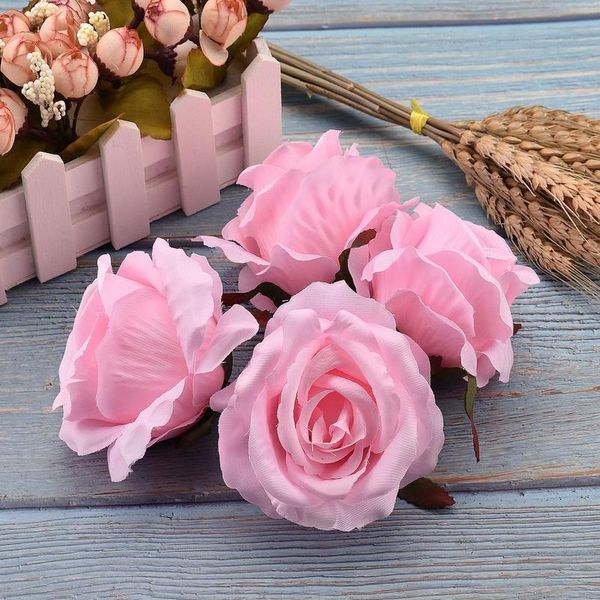 

30pcs 7cm artificial pink rose silk flower heads for wedding decoration diy wreath gift box scrapbooking craft fake qyleqr