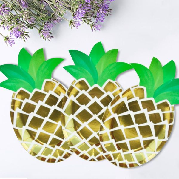 

disposable dinnerware 8pcs pineapple shape tableware paper plates summer party wedding birthday favor decoration baby shower supplies