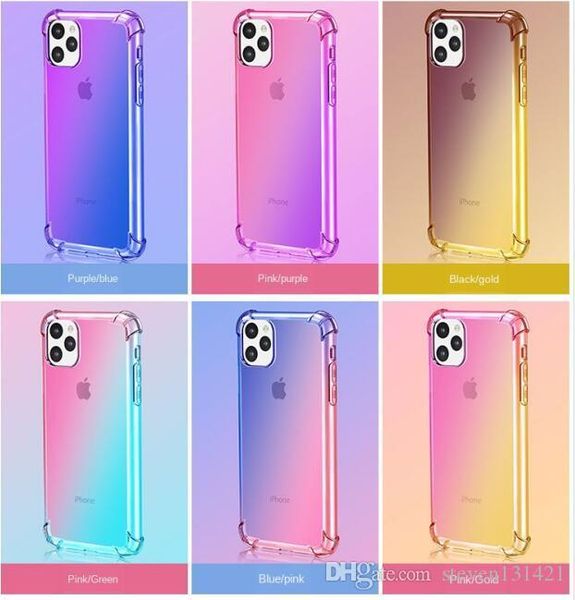 

gradient color transparent tpu shockproof phone case for new iphone 11 xr x xs max 8 7 6s plus for samsung s8 s9 s10 s20