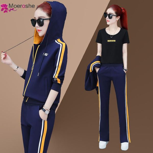 

moeroshe three piece set outfits autumn women's tracksuit oversized hoodie and pants casual sport suit winter 3piece woman set, White