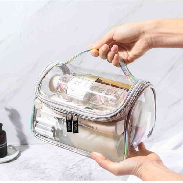 

cosmetic bags transparent curved bag ins wind super fire net red large capacity travel portable toiletries