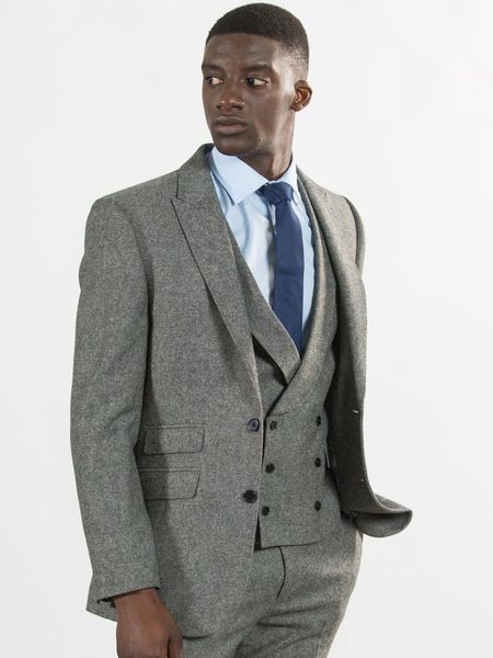 

men's suits & blazers vintage business gray 3 piece groom tuexdos formal prom suit party blazer (jacket+pants+vest) chic streetwear cus, White;black