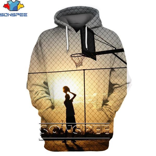 

men's hoodies & sweatshirts sonspee 3d basketball theme fashion casual loose round neck hoodie men/women hip-hop trend street personali, Black