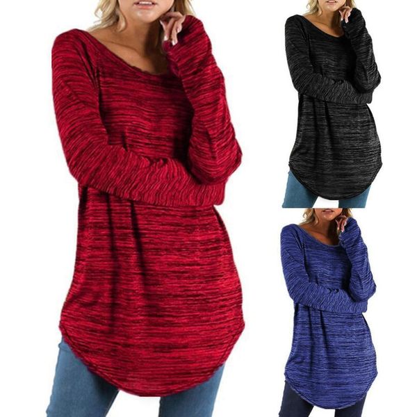 

plus size women t shirt casual long sleeve loose tunic t-shirt female solid color baggy basic tshirt tee shirt femme l-5xl, White