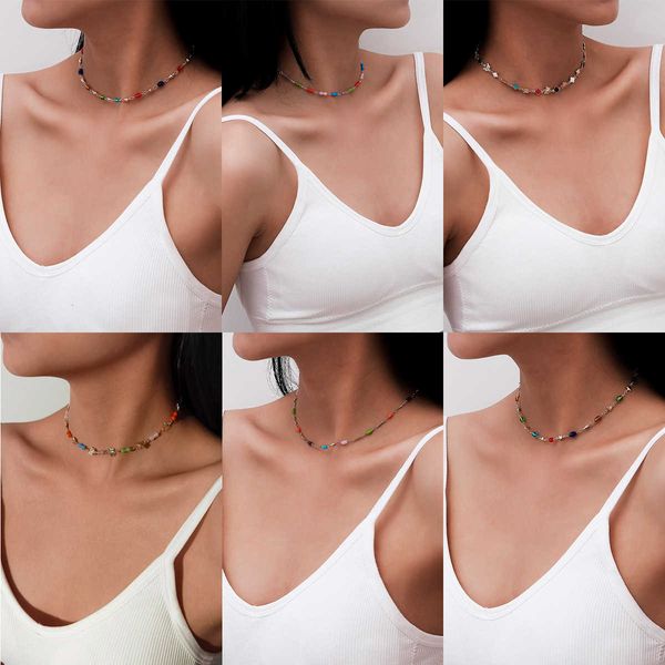 

jewelry fashion versatile single layer tassel women's small fresh style color geometric necklace, Silver