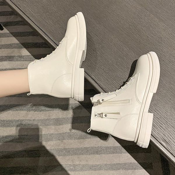 

boots women real thick bottom zipper shoes woman winter warm fashion cool footwear size 34-40 zapatillas mujer, Black