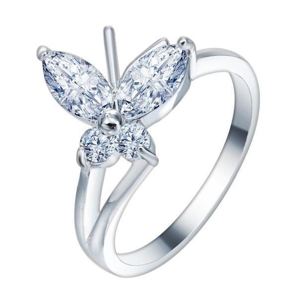 

wedding rings hainon fashion lovely butterfly cubic zircon silver color engagement jewelry gift for women, Slivery;golden