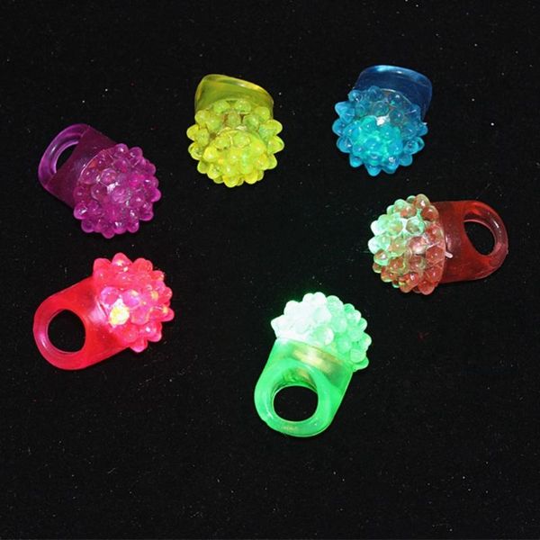

party decoration 100pc glowing strawberry rings light led fluorescent ring finger jelly bumpy flashing bubble rave