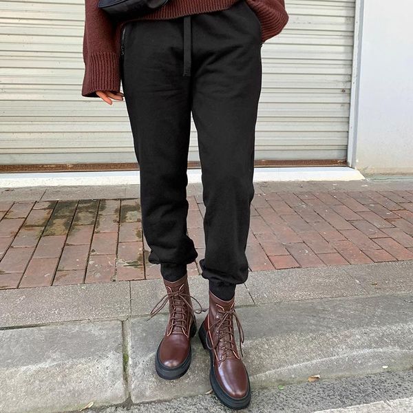 

dress shoes 2021 spring and autumn round head all-match leather short boots fashion female front lace-up x458, Black