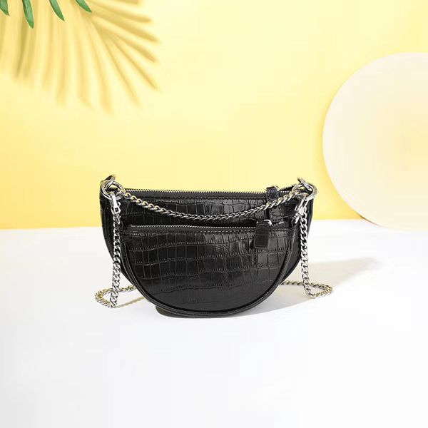 

french niche semicircle mother bag crocodile pattern saddle bag chain portable messenger bag