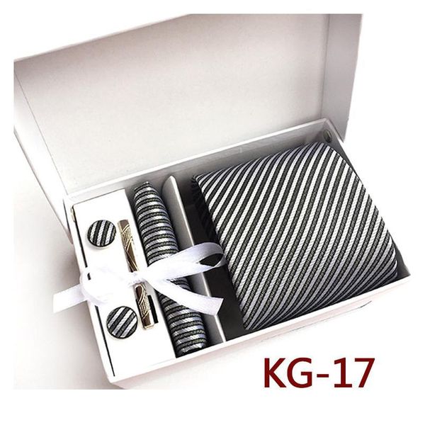 

new stripe tie hanky cuff links clip set for men 8cm business party suit professional tie wedding tie jllbtf, Blue;purple