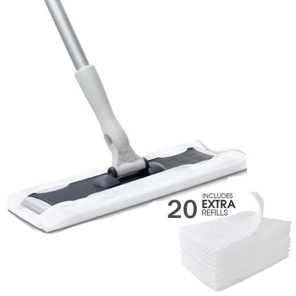 Microfiber profissional esfregão plana com 20 almofadas de tecido reutilizável para madeira, laminado, chão limpeza vassoura vassoura limpa ferramentas 210317