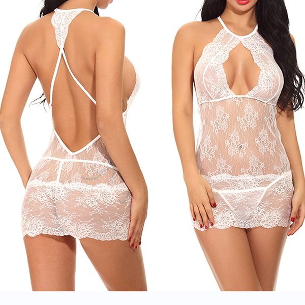 

2 pcs two-piece victoria' secret bear lace perspective sling pajamas, Red;black