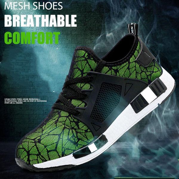 

boots xzmdh outdoor men and women safety breathable shoes steel toe puncture-proof workers sneakers woman, Black