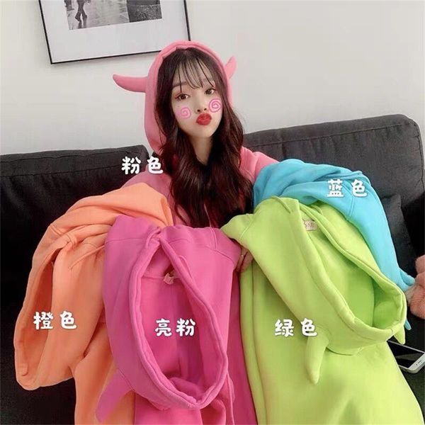 

women's hoodies & sweatshirts macarone solid sweet women hoodie sweatshirt harajuku oversize hoody outwear loose long sleeve kawaii pul, Black