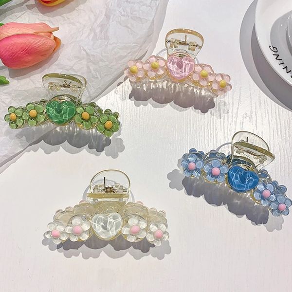 

hair clips acrylic elegant hair claw clamps simple geometry hair accessories fashion hollow hairpin for women headband horsetail clip, Slivery;golden