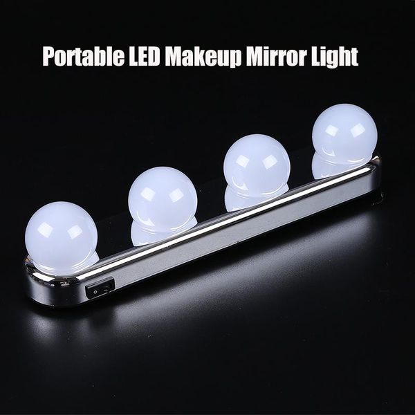 

portable led 4 bulbs makeup mirror light hollywood vanity wall lamp kit lights for dressing table lighting led makeup lights