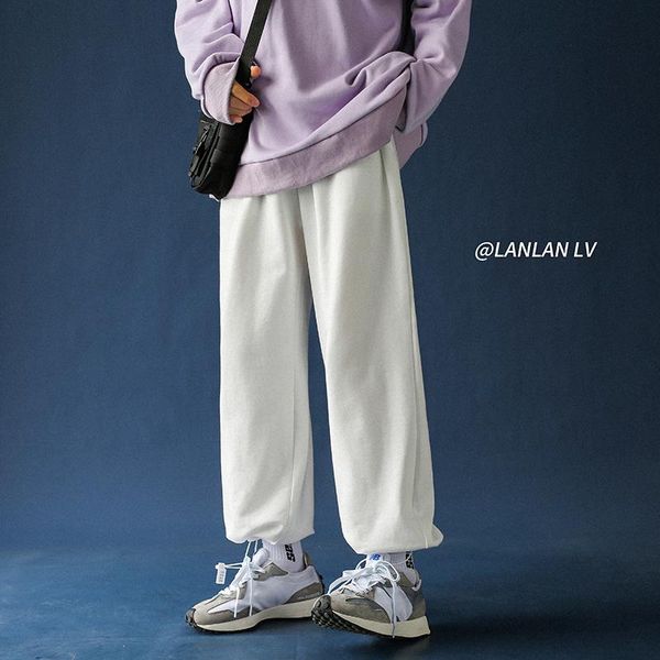 

men's pants multicolor sweatpants fashion loose casual men streetwear straight wide leg mens joggers track m-2xl, Black
