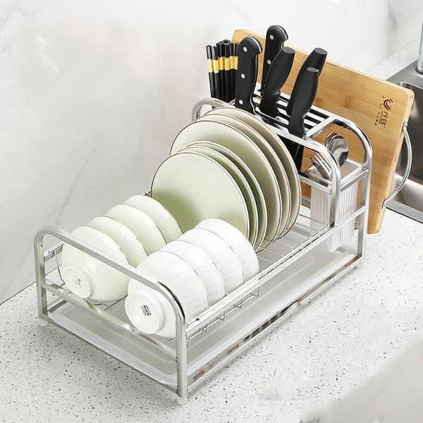 

kitchen storage & organization dish drying rack stainless steel shelf with chopping board cutlery utensil holder counterhome