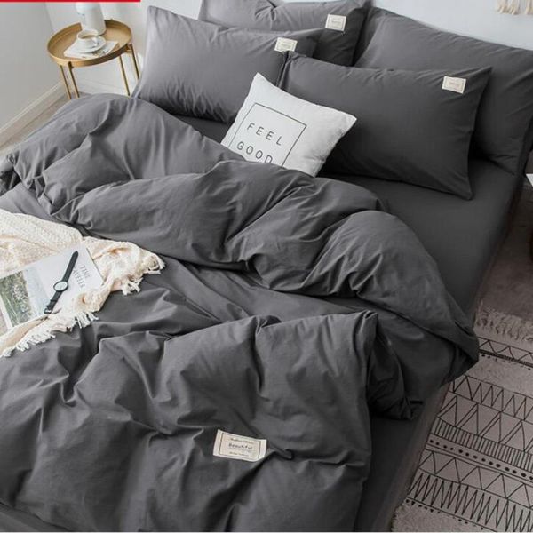 

bedding sets simple cartoon style bedroom dormitory 4pcs set 1quilt cover+1bed sheet+2pillowcase washed cotton king/ size j8605