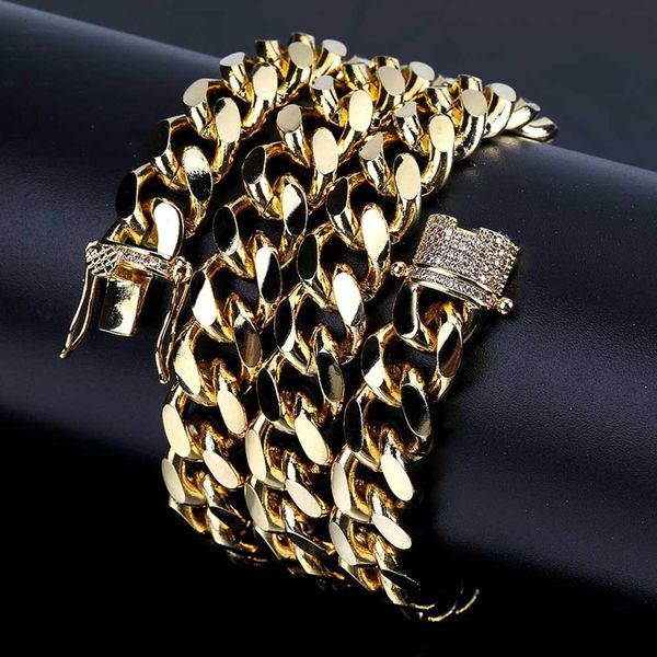 

2020 hip-hop jewelry clasp necklace 10mm miami cuban chain big gold chain, Silver