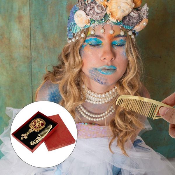 

hair brushes 1 set portable makeup mirror mini vanity with comb elegant, Silver