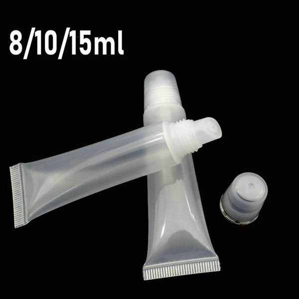 

8/10/15ml cosmetics lip gloss tubes lipgloss tube packaging soft clear empty lipstick bottle travel small storage container