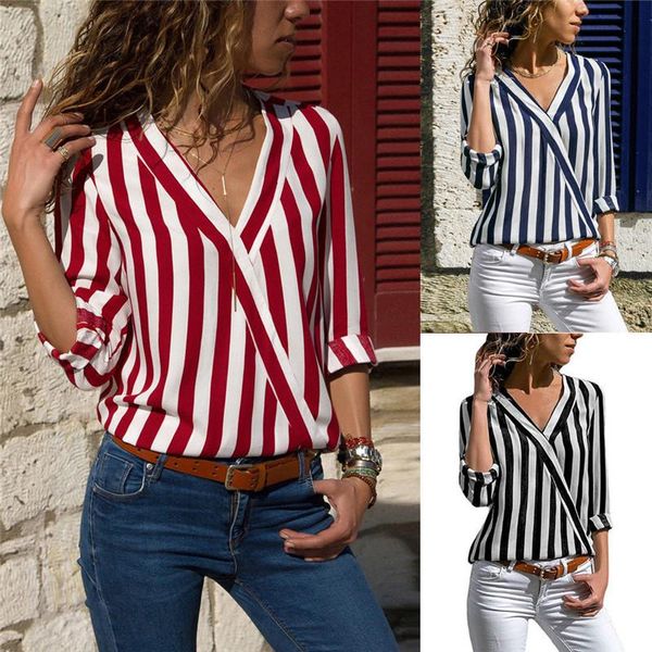 

women's blouses & shirts qnpqyx 2021 spring autumn women blouse v-neck work office ladies clothing for business 7433, White