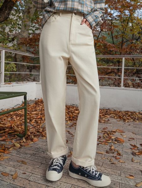 

dazy high waist slant pocket straight leg pants k14a#, Black;white