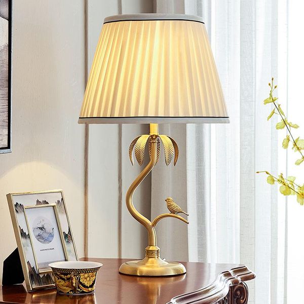 

american luxury copper table lamp bedside bedroom creative table lamp simple modern warm abajur de mesa home decoration eb5td