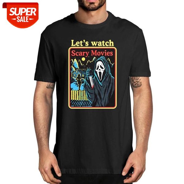 

sunfiz YF Scream Movie Ghost Face Let's Watch Scary Movies Horror Movie Men's 100% Cotton T-Shirt Women Soft Hallowmas Top Tee #qX8W, White;black