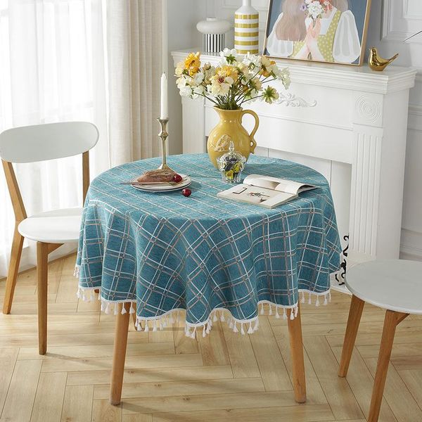 

table cloth round double stripe plaid ins style picnic literary coffee