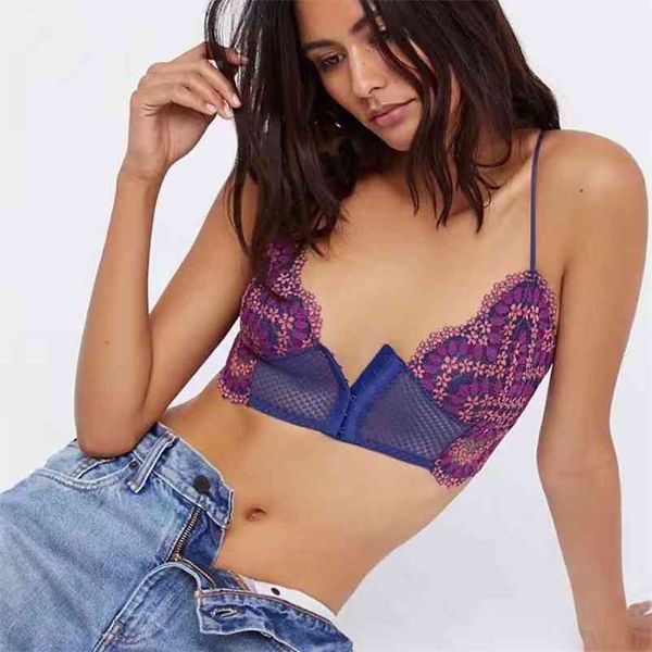 Set reggiseno francese con fibbia anteriore in pizzo retrò, bralette senza filo, set di biancheria intima da donna ultrasottile, biancheria intima da donna con retro bellezza 210728