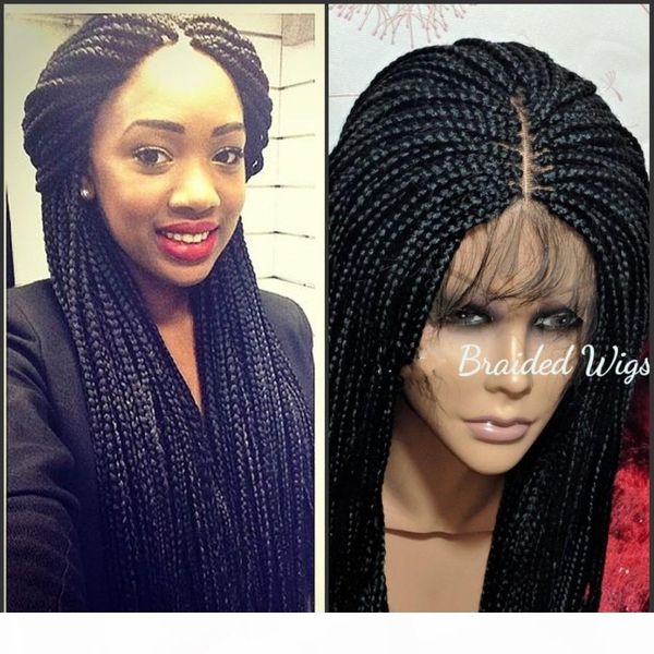 

9a lace frontal braids wig with baby hair full synthetic handmade collection long braided lace wig for black women