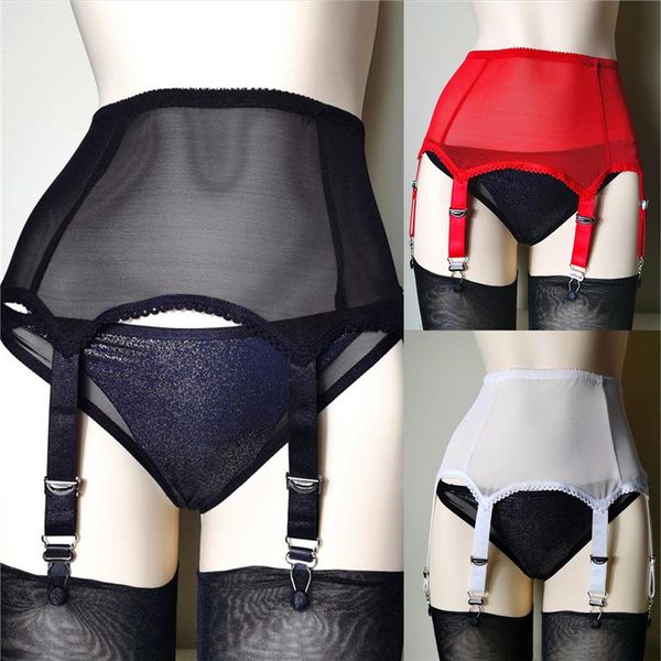 

garter belt women high waist mesh suspender belt female lady elastic lingerie garters femme night club, Black;white