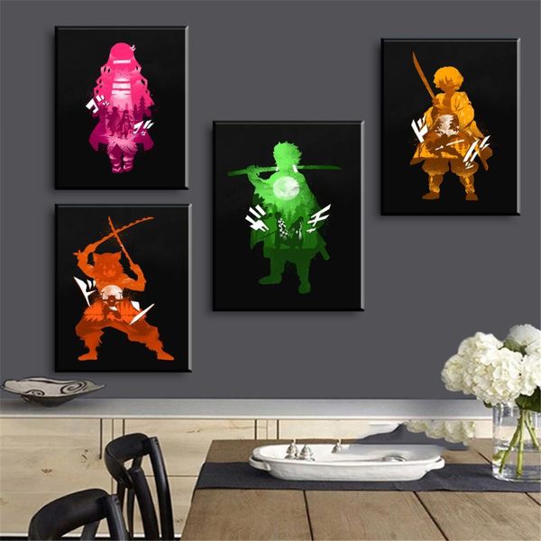 

paintings wtq demon slayer poster anime posters canvas painting retro wall decor art picture room home