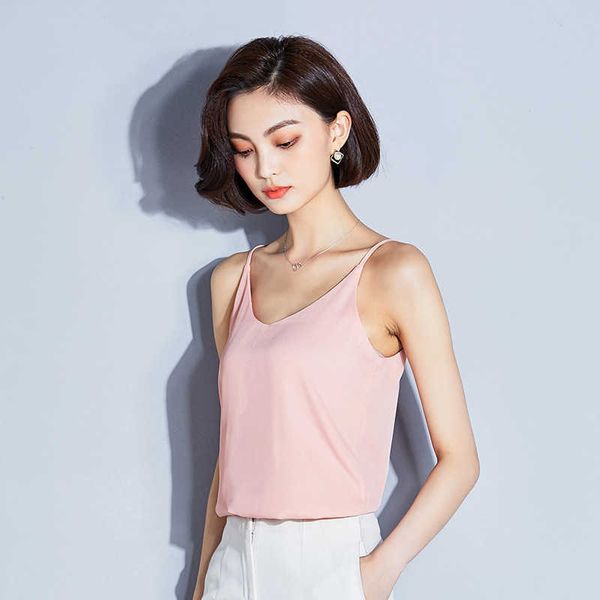 

2021 summer's new double-layer chiffon suspender with undershirt, Black;white