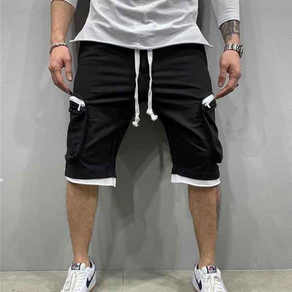 

men's shorts men knee-length cotton loose short trousers fitness bodybuilding joggers durable summer pants sportswear, White;black