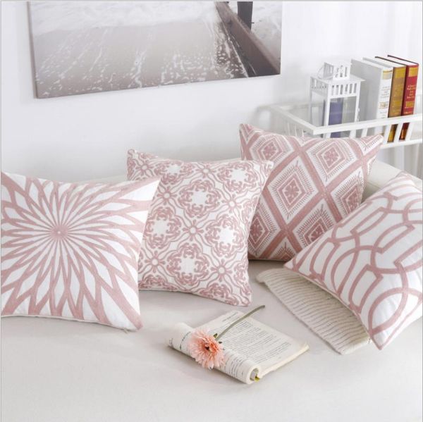 

cushion/decorative pillow 1pc geometric pink decorative embroidered cushion cover car luxury 45*45cm throw sofa