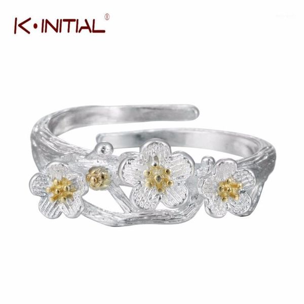 

wedding rings kinitial cute plum flower for midi fashion flowers open adjustable finger ring women jewelry gift1, Slivery;golden