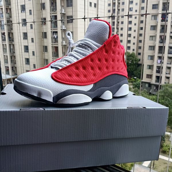 

13 gym red/flint grey-white-black mens women shoes 13 red flint sports sneakers dj5982-600 with box size us 7-13