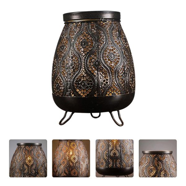 

candle holders 1pc lantern ornament home adornment iron art handicraft (black)