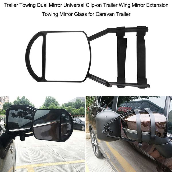 Universal reboque reboque espelho duplo clip-no reboque asa espelho extensão reboque pp nylon espelho vidro para carro caravana trailera