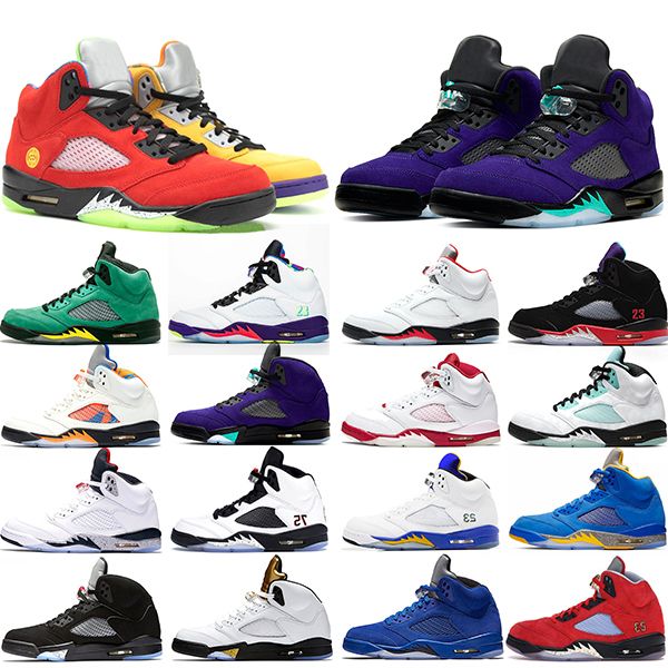

jumpman 5 5s basketball shoes mens trainers what the fire red ducks grape island green sports sneakers size 40-47