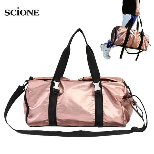 

outdoor bags glitter pink gym bag fitness for women men yoga mat tas training drt wet sac de sport gymtas travel handbags sports xa175a